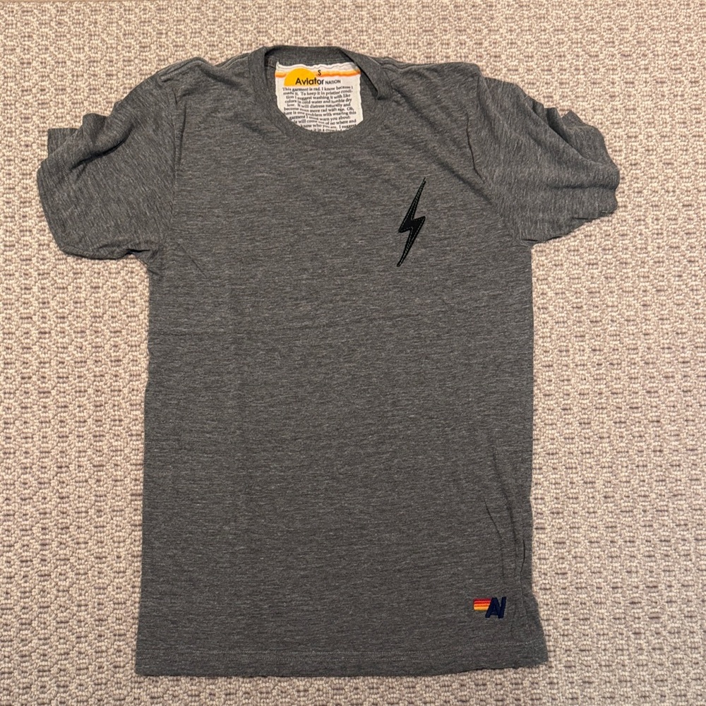 Aviator Nation Charcoal Lightning Bolt Tee